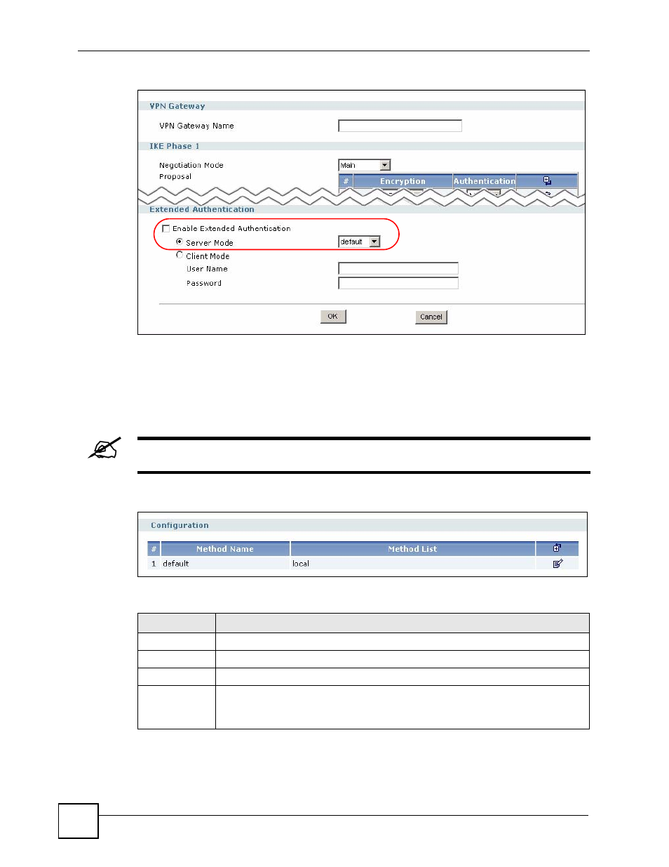 2 viewing authentication method objects, Figure 471 object > auth. method, Table 217 object > auth. method | Reen | ZyXEL Communications 200 Series User Manual | Page 636 / 902