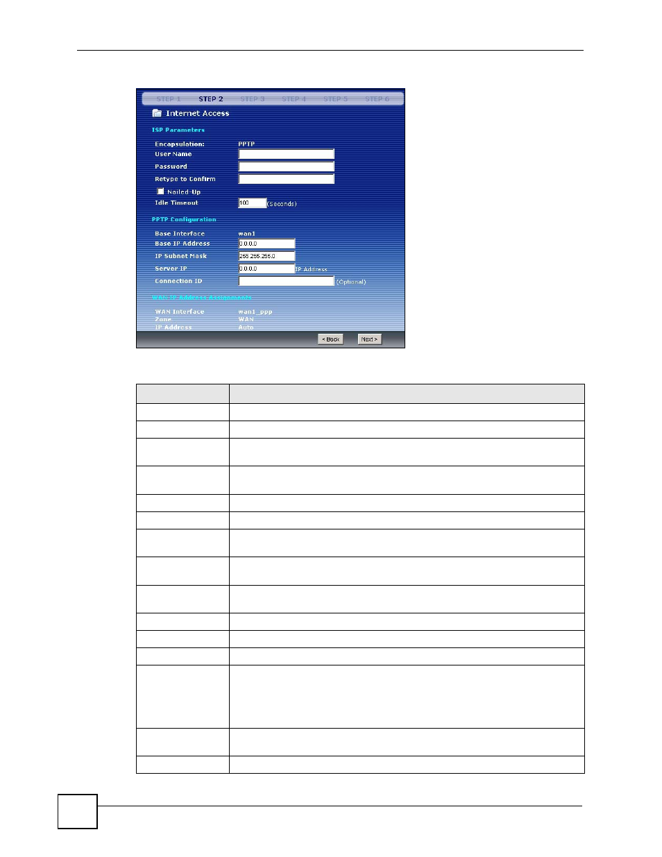 Figure 25 pptp encapsulation: auto, Table 11 pptp encapsulation: auto | ZyXEL Communications 200 Series User Manual | Page 86 / 902