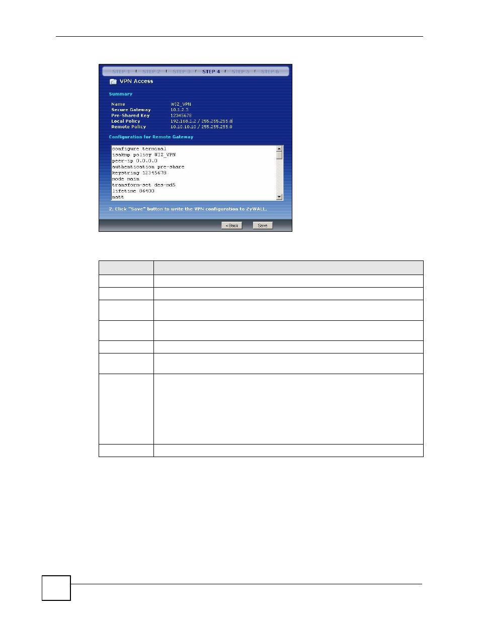 2 vpn express wizard - summary, Figure 37 vpn express wizard: step 4, Table 17 vpn express wizard: step 4 | ZyXEL Communications 200 Series User Manual | Page 98 / 902