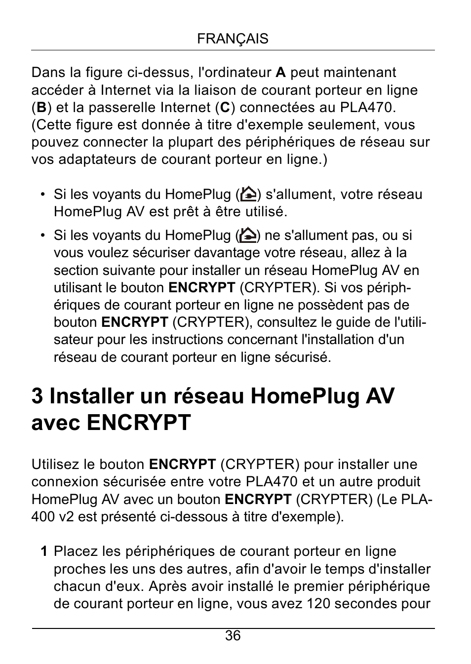 3 installer un réseau homeplug av avec encrypt | ZyXEL Communications PLA470 Series User Manual | Page 36 / 58