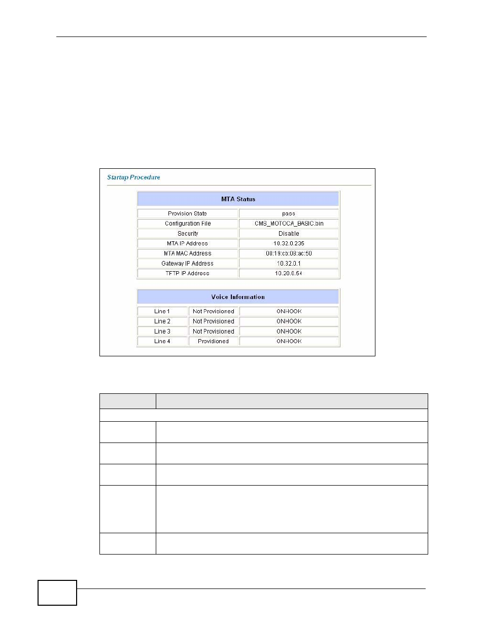 5 the mta status screen | ZyXEL Communications P-2900-4HB User Manual | Page 36 / 126