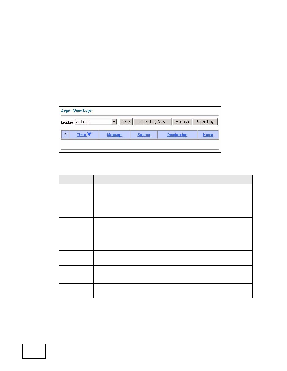 3 the view logs screen, 1 email log example | ZyXEL Communications P-2900-4HB User Manual | Page 78 / 126