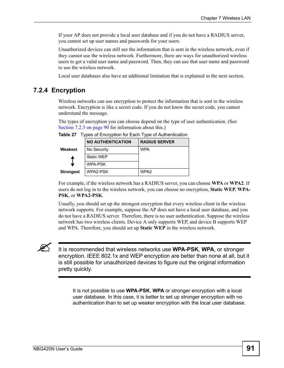 4 encryption | ZyXEL Communications NBG420N User Manual | Page 91 / 340
