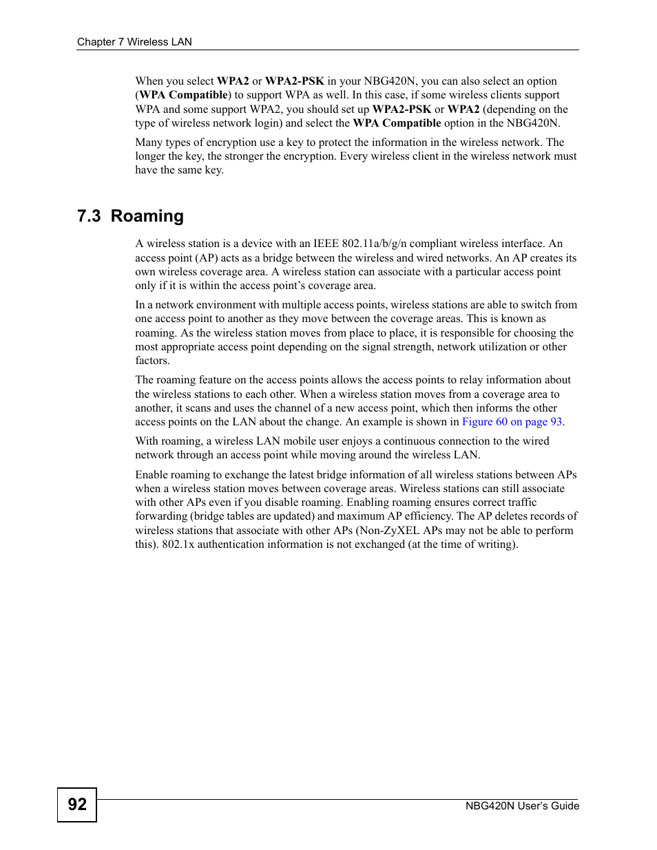 3 roaming | ZyXEL Communications NBG420N User Manual | Page 92 / 340