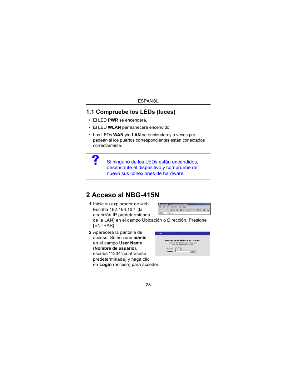 2 acceso al nbg-415n | ZyXEL Communications Draft 802.11n Wireless Broadband 1-NBG-415N User Manual | Page 29 / 109