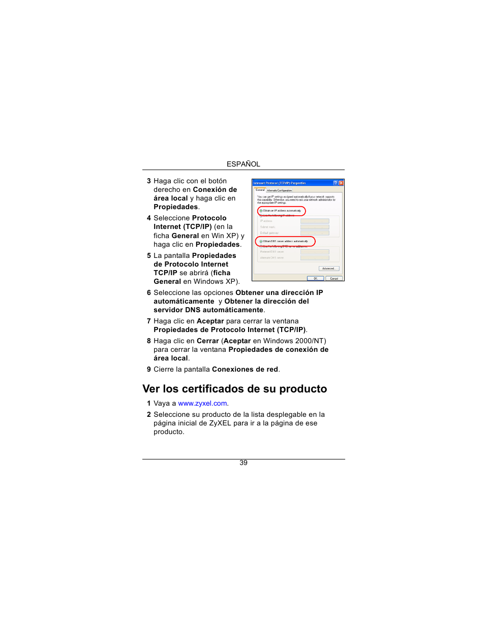 Ver los certificados de su producto | ZyXEL Communications Draft 802.11n Wireless Broadband 1-NBG-415N User Manual | Page 40 / 109