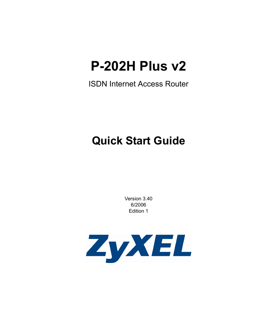 ZyXEL Communications P-202H Plus v2 User Manual | 8 pages