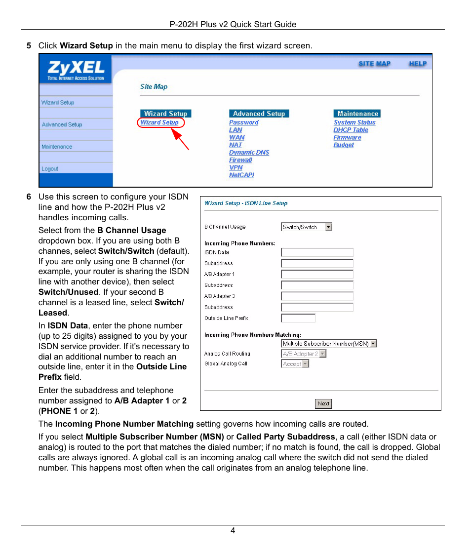 ZyXEL Communications P-202H Plus v2 User Manual | Page 4 / 8