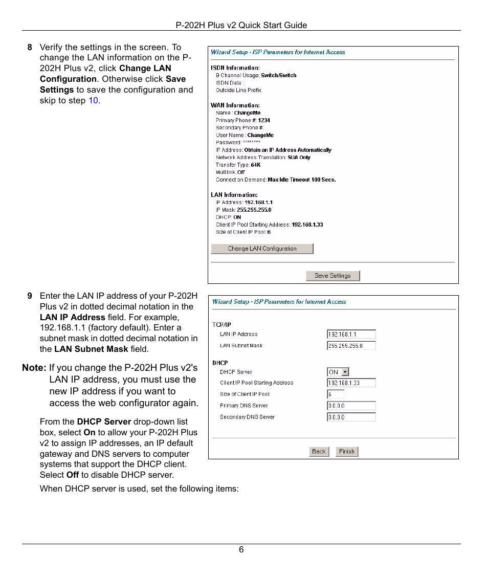 ZyXEL Communications P-202H Plus v2 User Manual | Page 6 / 8