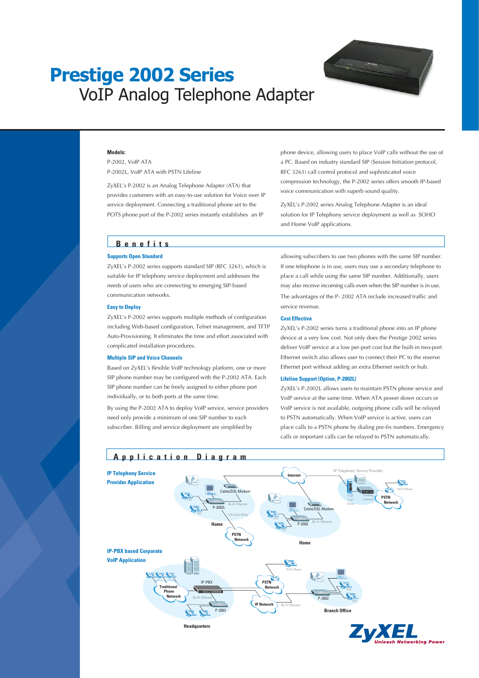 ZyXEL Communications PRESTIGE P-2002 User Manual | 2 pages