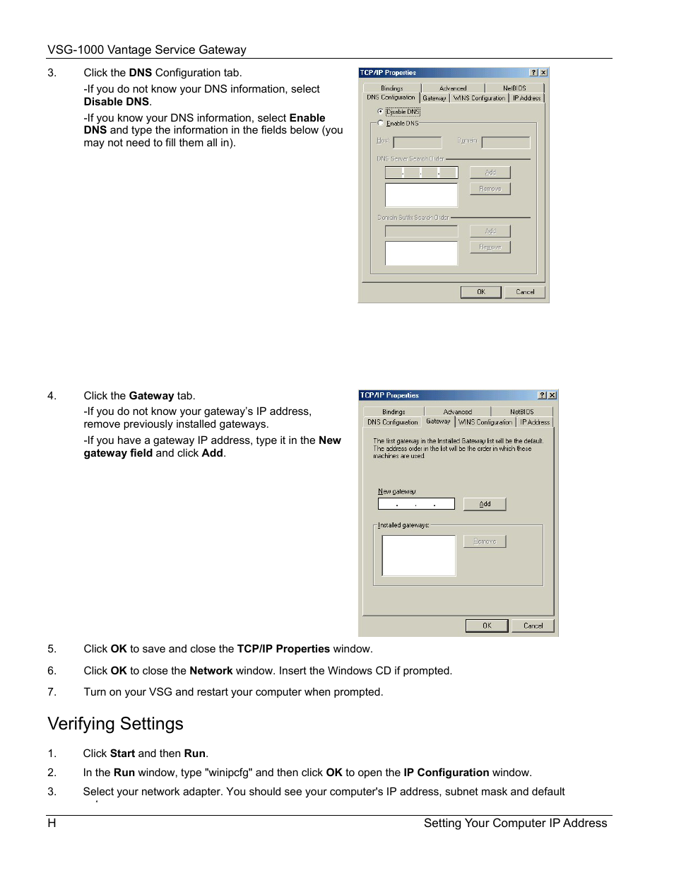 Verifying settings | ZyXEL Communications ZyXEL Vantage VSG-1000 User Manual | Page 114 / 131