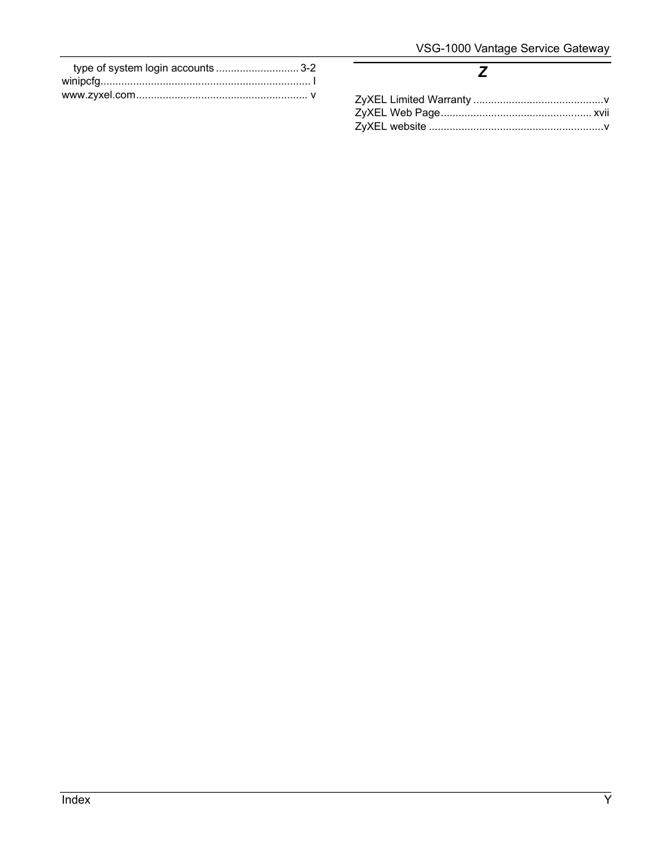 ZyXEL Communications ZyXEL Vantage VSG-1000 User Manual | Page 131 / 131