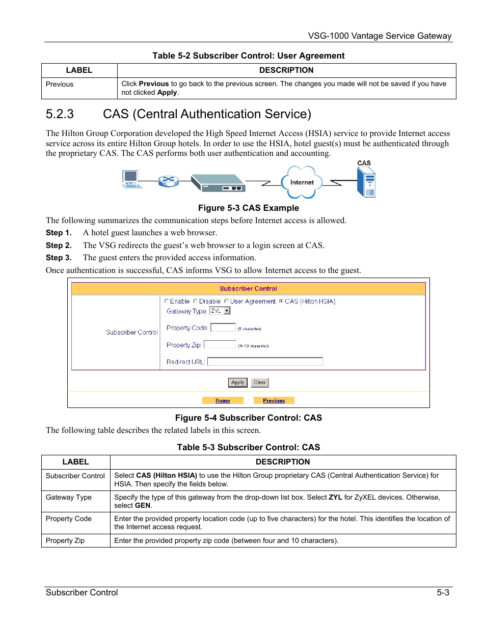 Cas (central authentication service), 3 cas (central authentication service) | ZyXEL Communications ZyXEL Vantage VSG-1000 User Manual | Page 47 / 131
