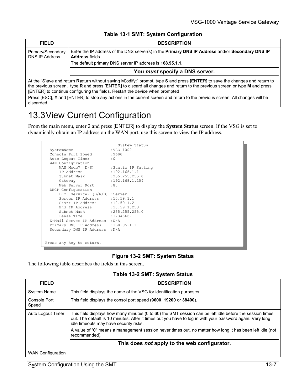 View current configuration, 3 view current configuration | ZyXEL Communications ZyXEL Vantage VSG-1000 User Manual | Page 93 / 131