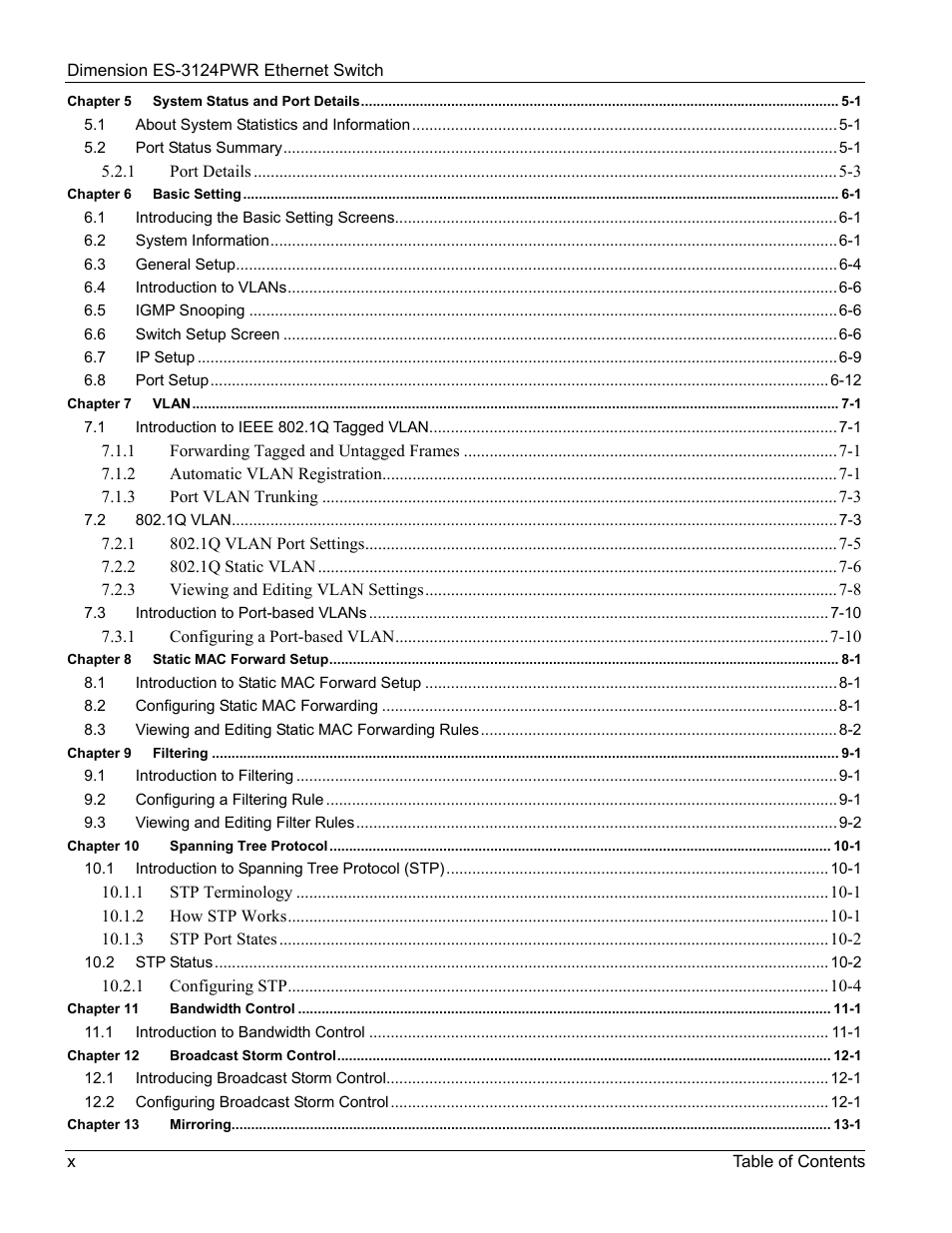 ZyXEL Communications ES-3124PWR User Manual | Page 10 / 258