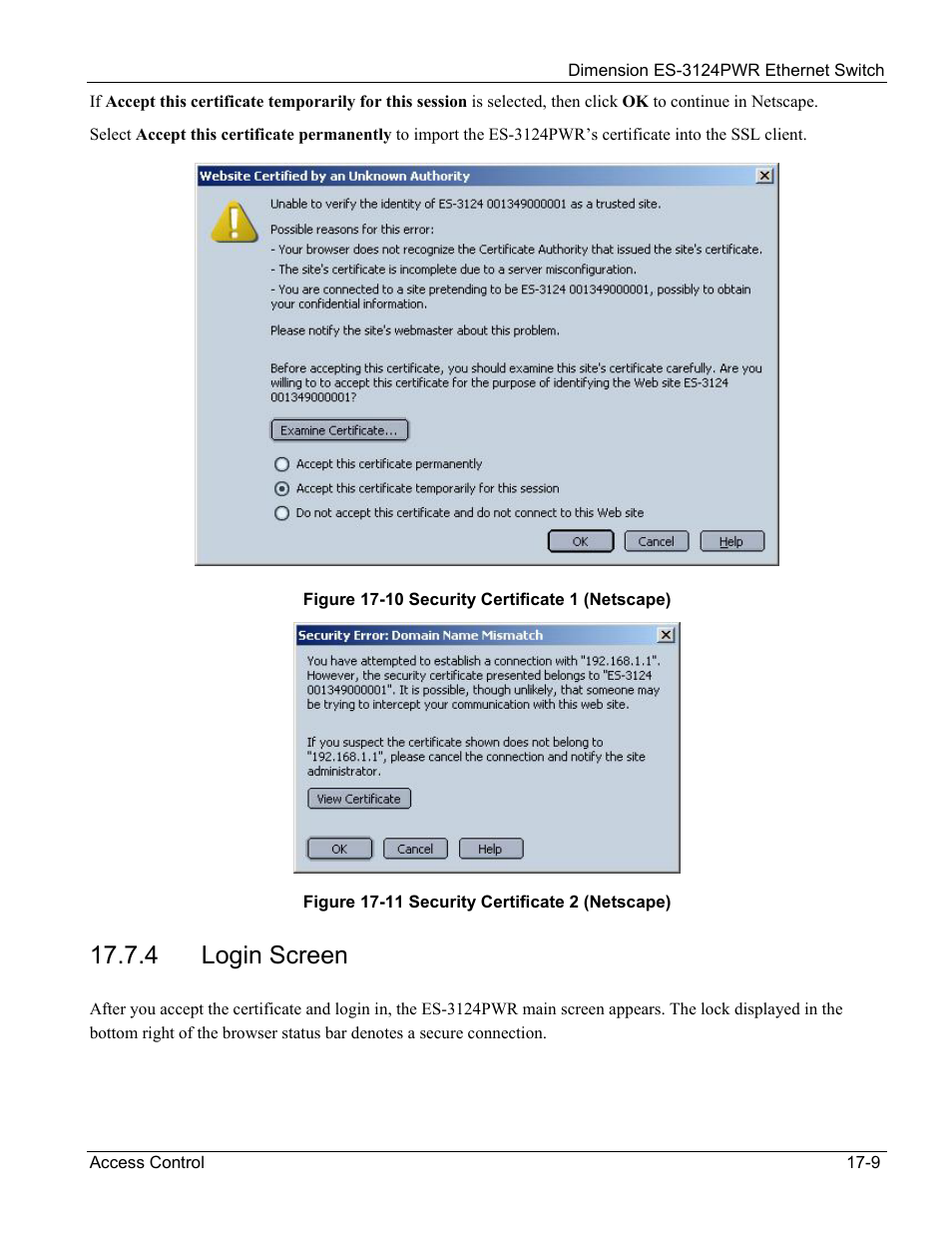 4 login screen | ZyXEL Communications ES-3124PWR User Manual | Page 141 / 258
