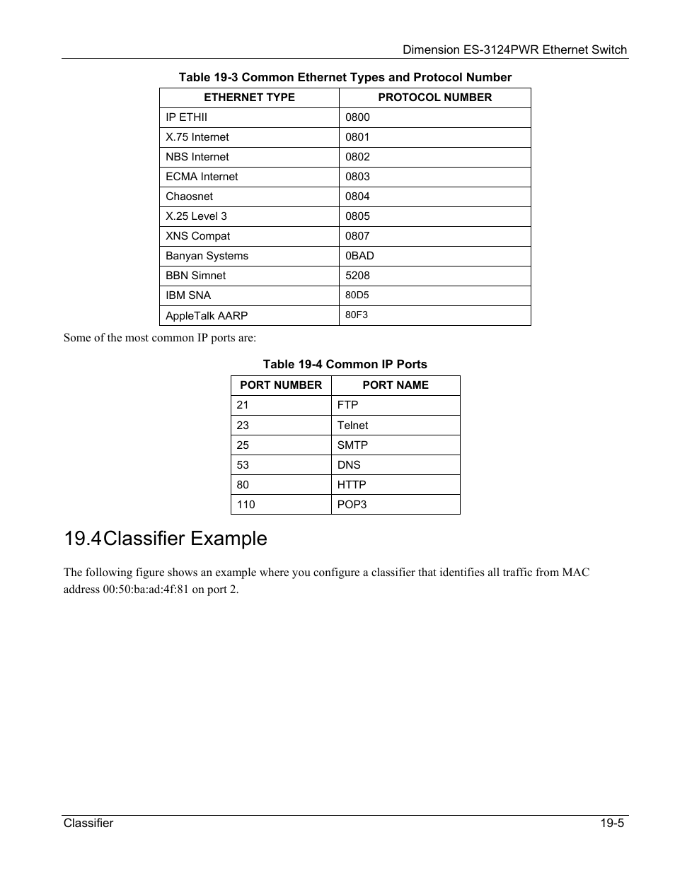 4 classifier example | ZyXEL Communications ES-3124PWR User Manual | Page 153 / 258