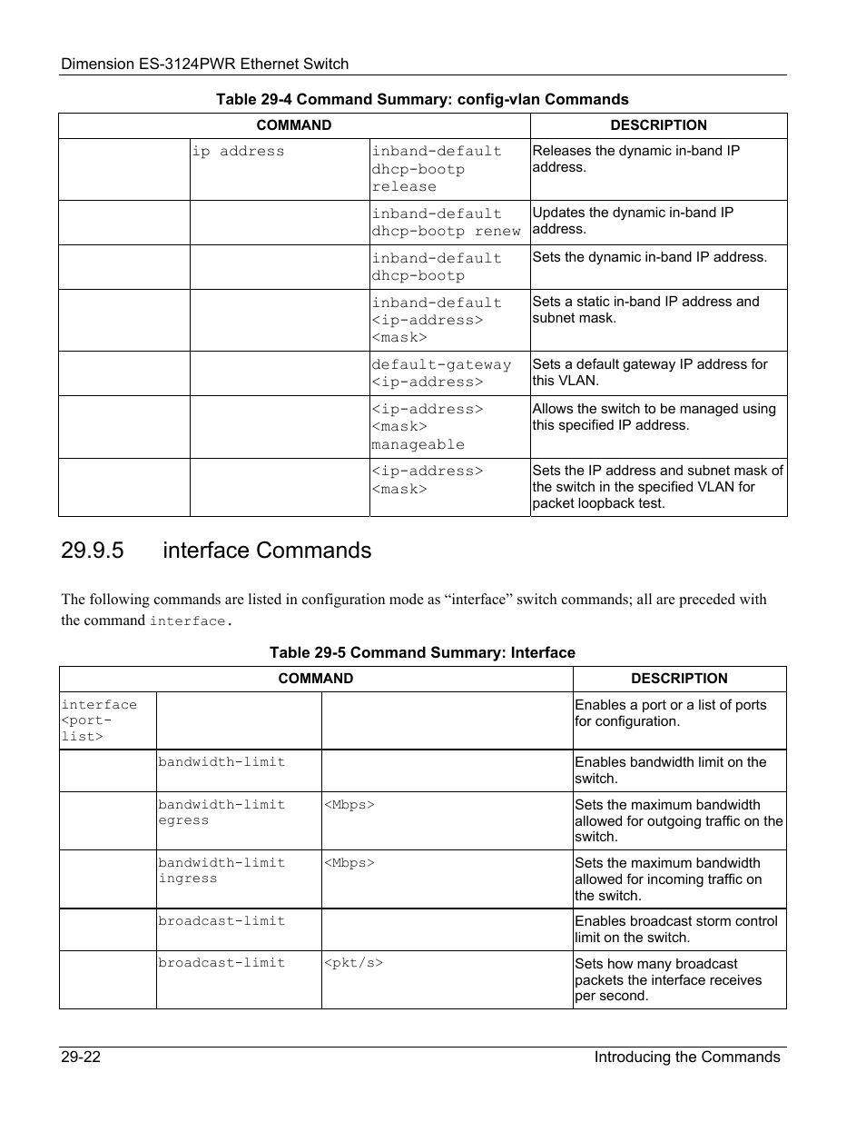 5 interface commands | ZyXEL Communications ES-3124PWR User Manual | Page 216 / 258