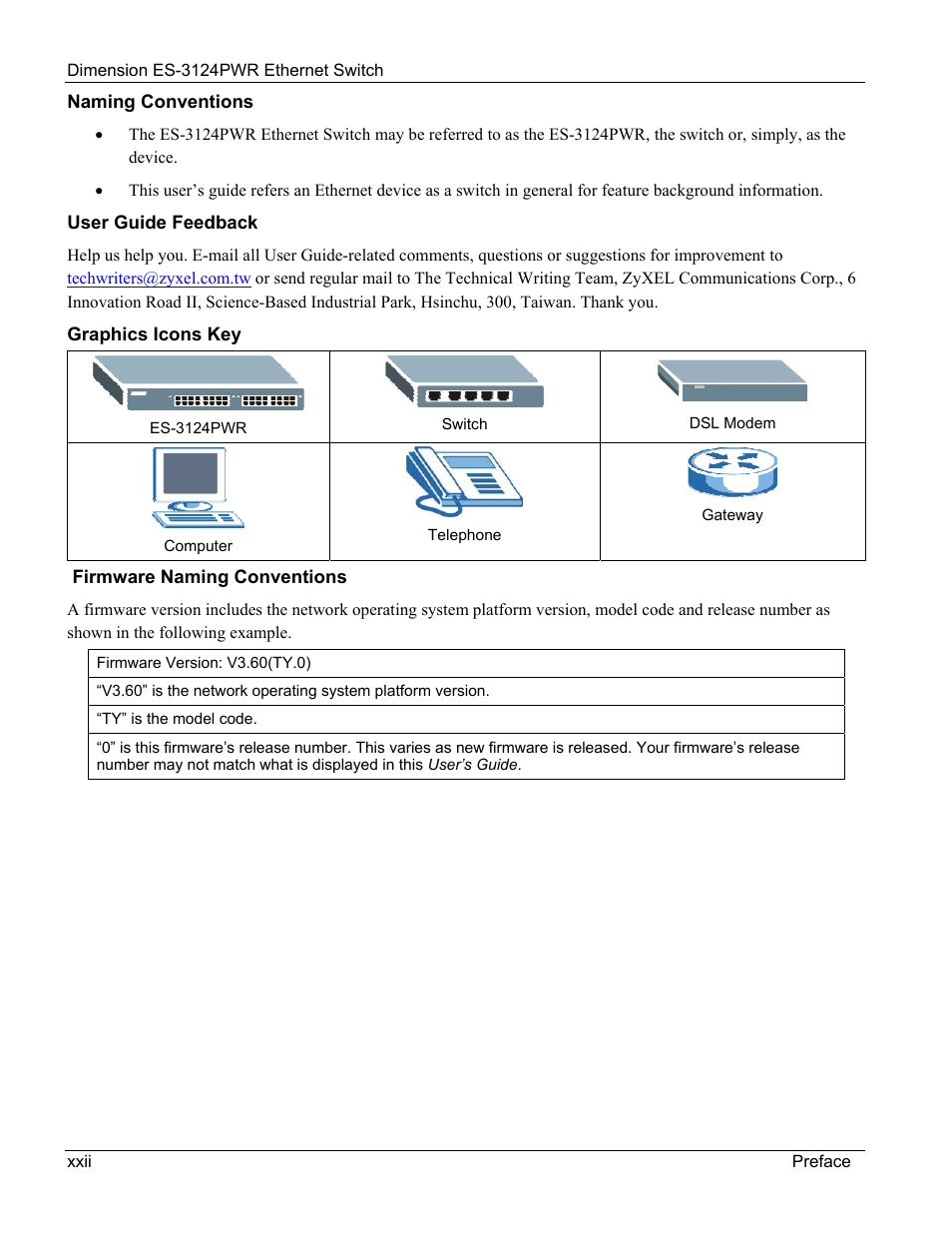 ZyXEL Communications ES-3124PWR User Manual | Page 22 / 258