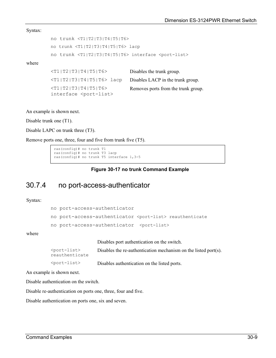 4 no port-access-authenticator | ZyXEL Communications ES-3124PWR User Manual | Page 229 / 258