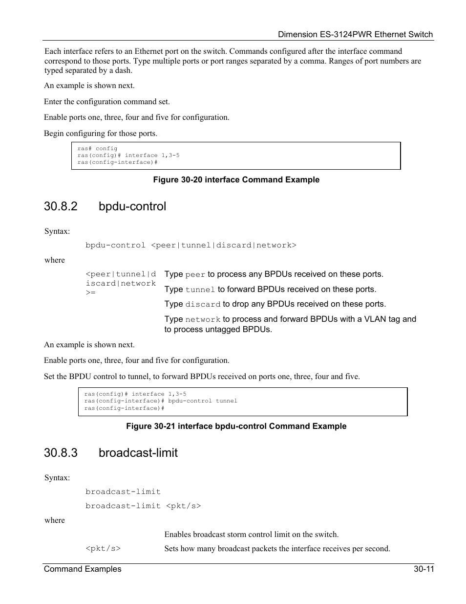 2 bpdu-control, 3 broadcast-limit | ZyXEL Communications ES-3124PWR User Manual | Page 231 / 258