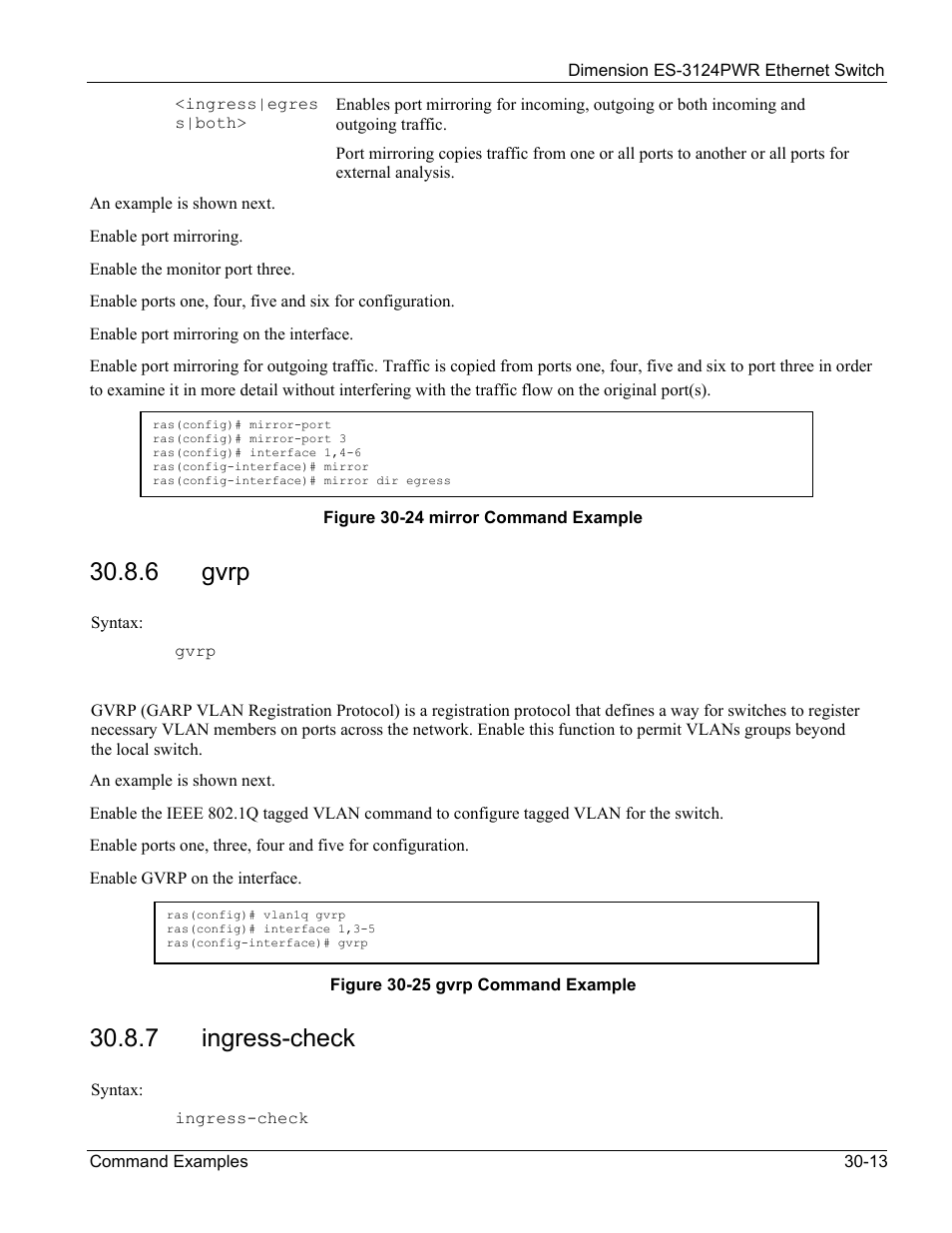 6 gvrp, 7 ingress-check | ZyXEL Communications ES-3124PWR User Manual | Page 233 / 258