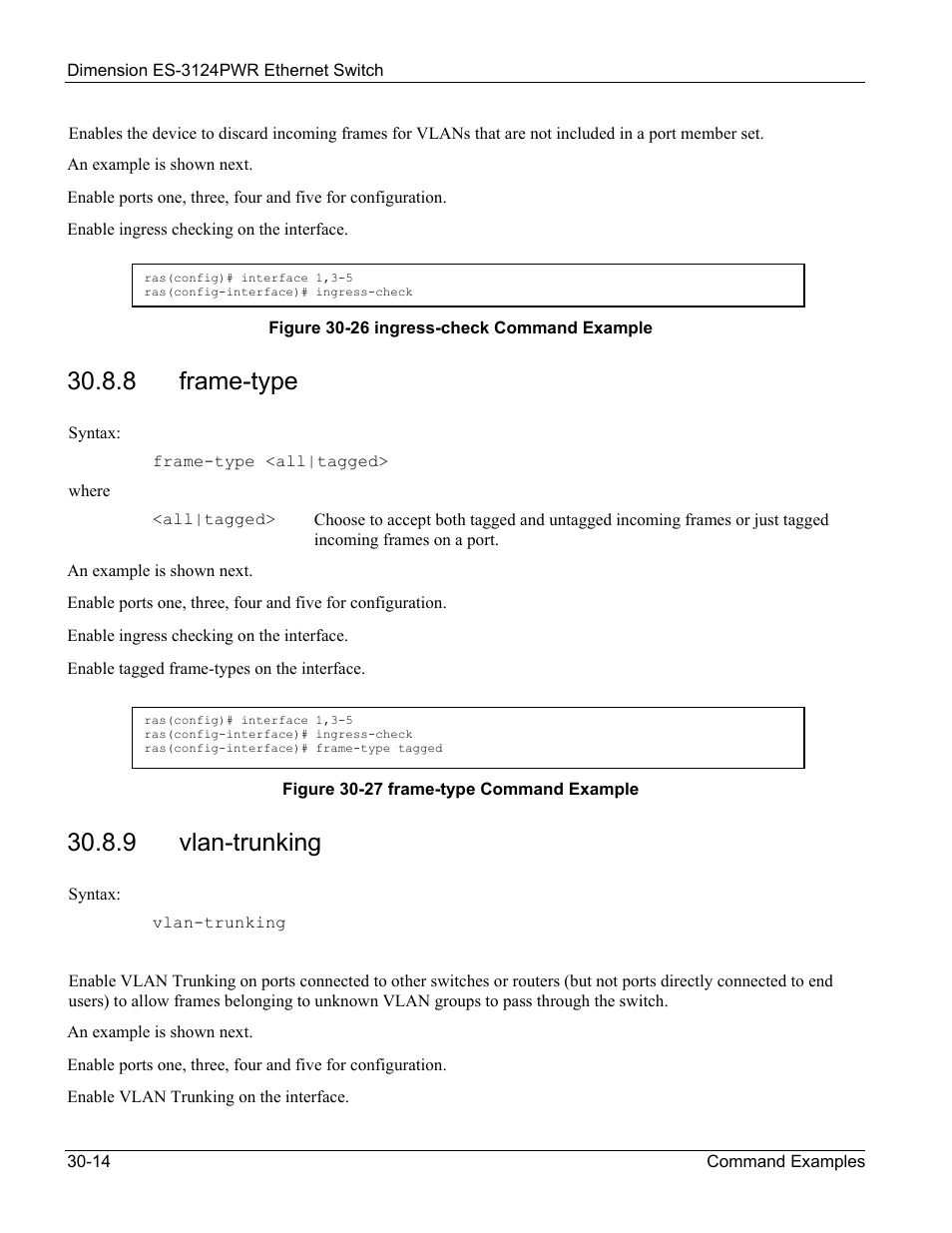 8 frame-type, 9 vlan-trunking | ZyXEL Communications ES-3124PWR User Manual | Page 234 / 258