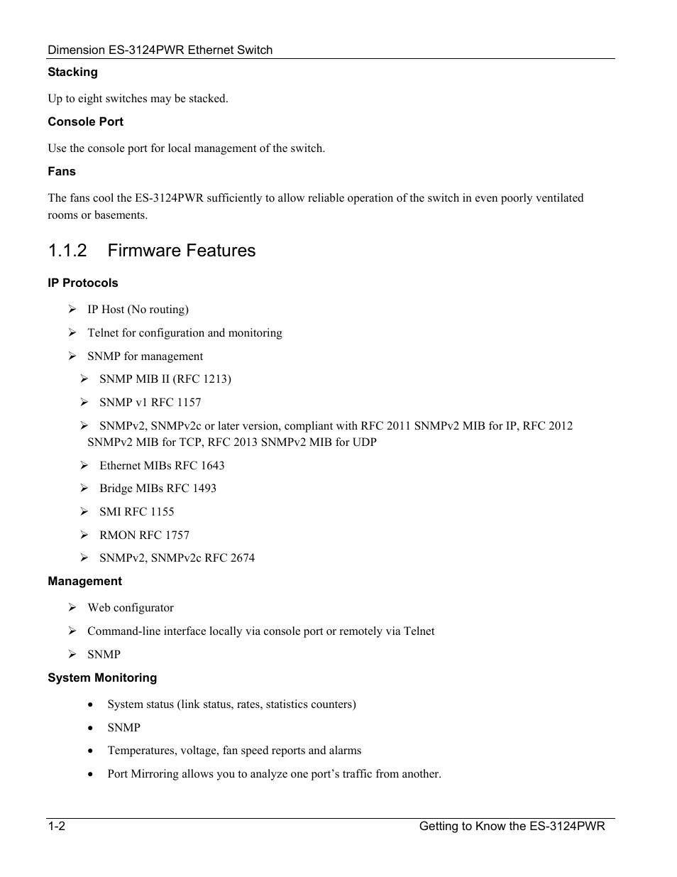 2 firmware features | ZyXEL Communications ES-3124PWR User Manual | Page 26 / 258