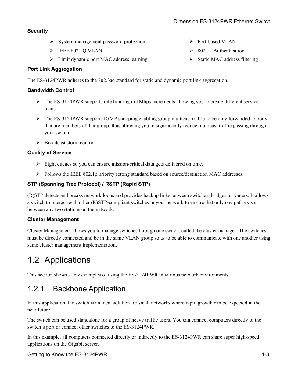 2 applications, 1 backbone application | ZyXEL Communications ES-3124PWR User Manual | Page 27 / 258
