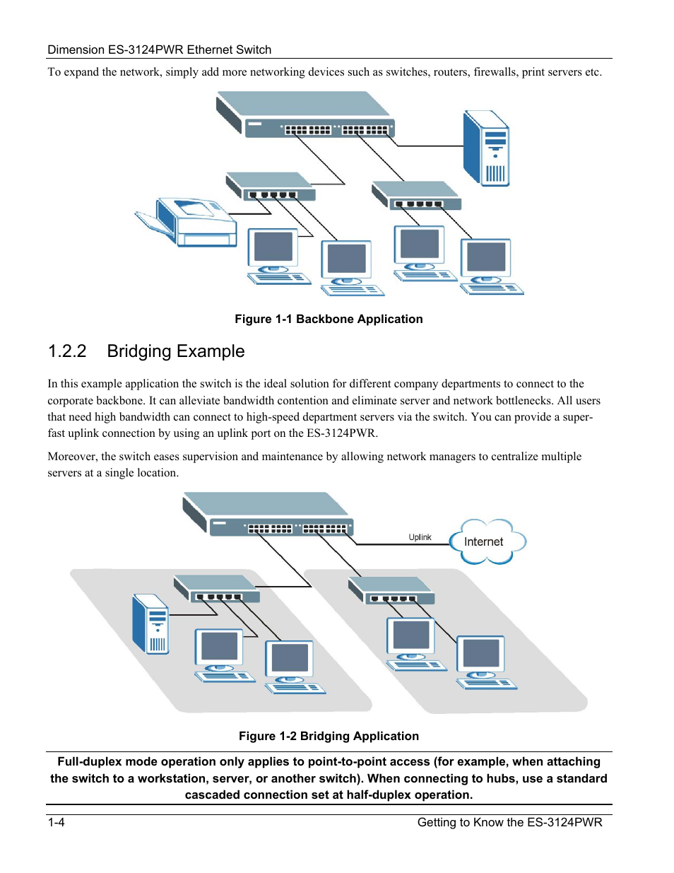 2 bridging example | ZyXEL Communications ES-3124PWR User Manual | Page 28 / 258