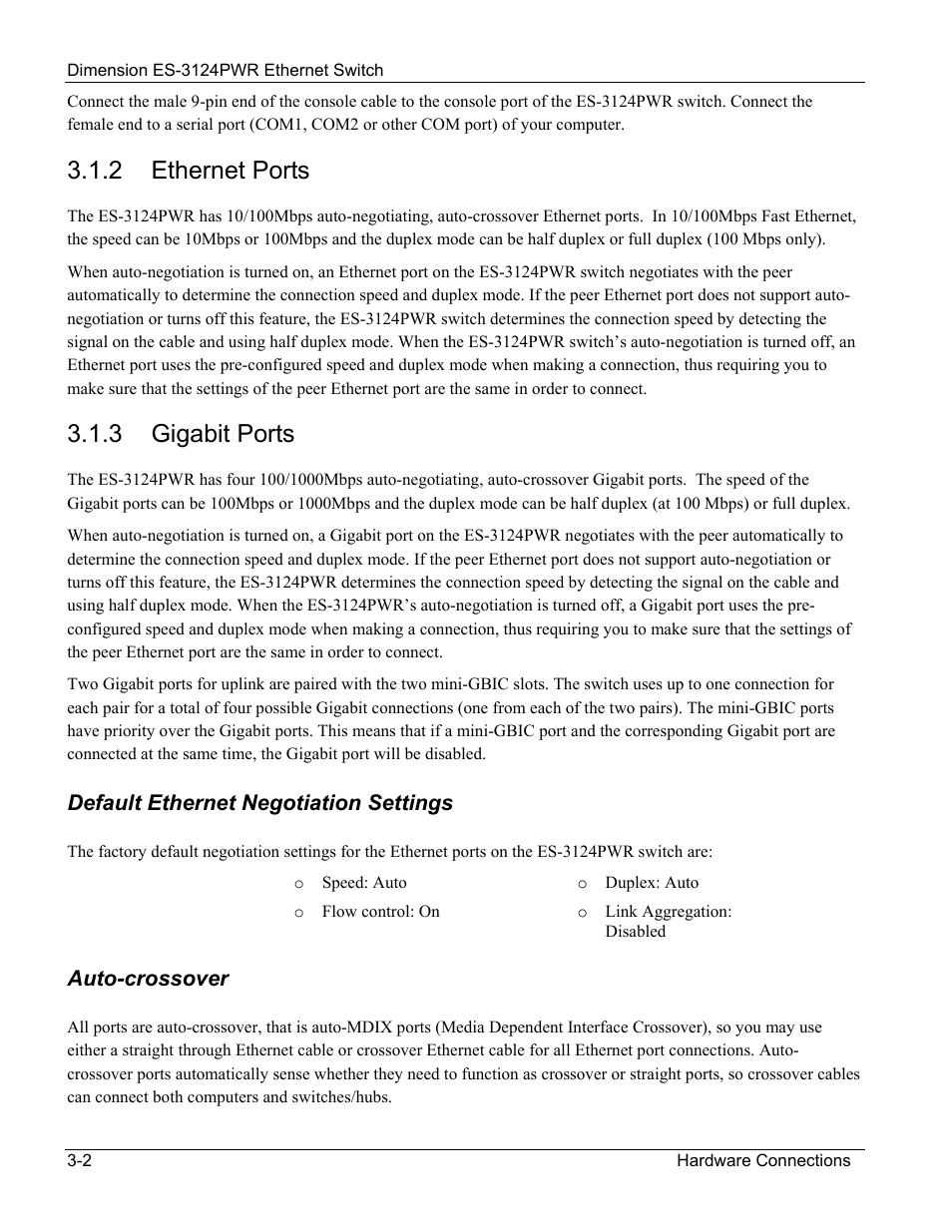 2 ethernet ports, 3 gigabit ports | ZyXEL Communications ES-3124PWR User Manual | Page 36 / 258