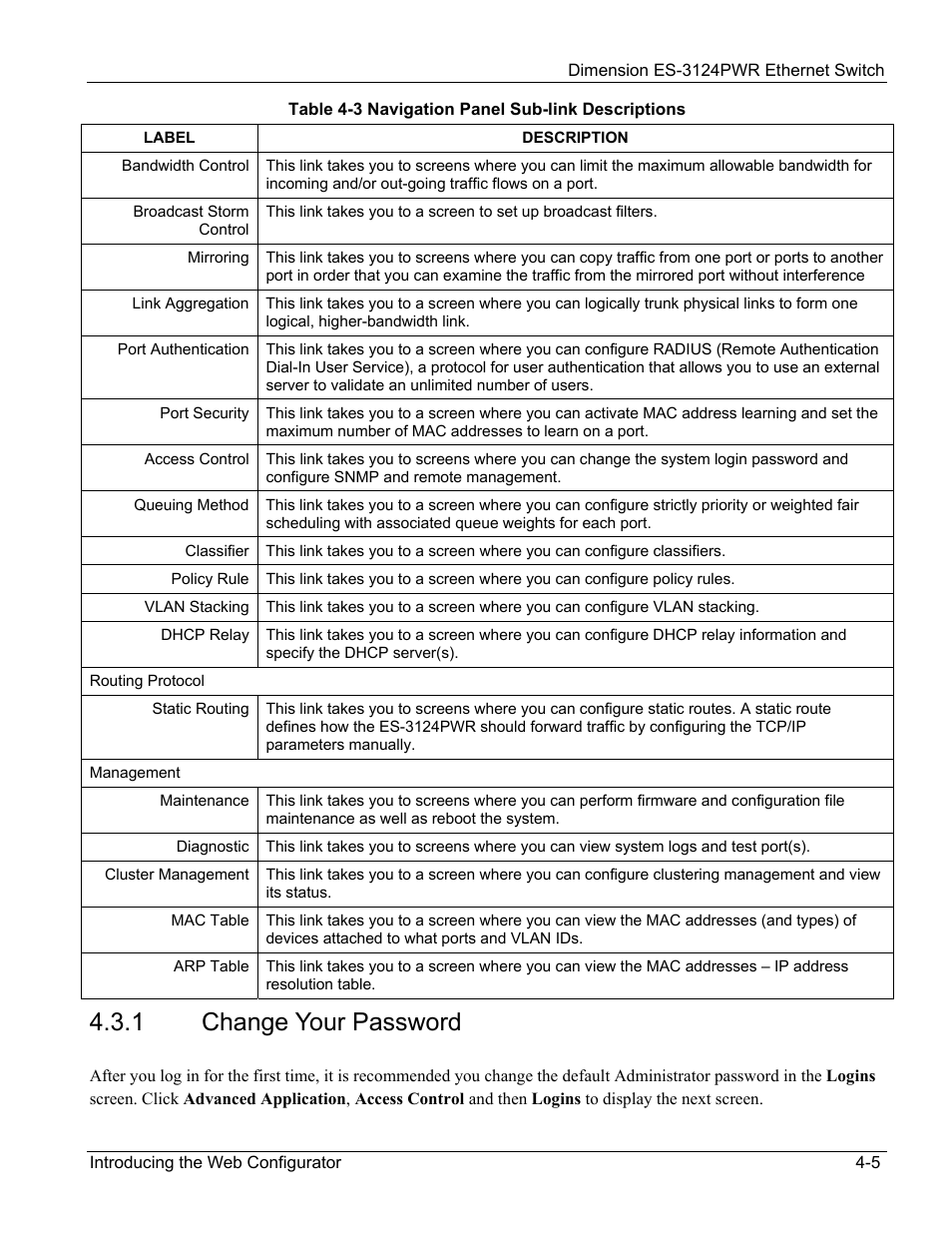 1 change your password | ZyXEL Communications ES-3124PWR User Manual | Page 51 / 258