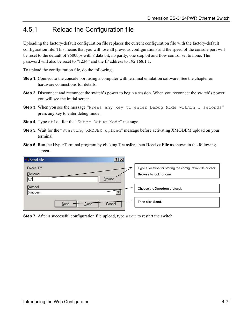 1 reload the configuration file | ZyXEL Communications ES-3124PWR User Manual | Page 53 / 258