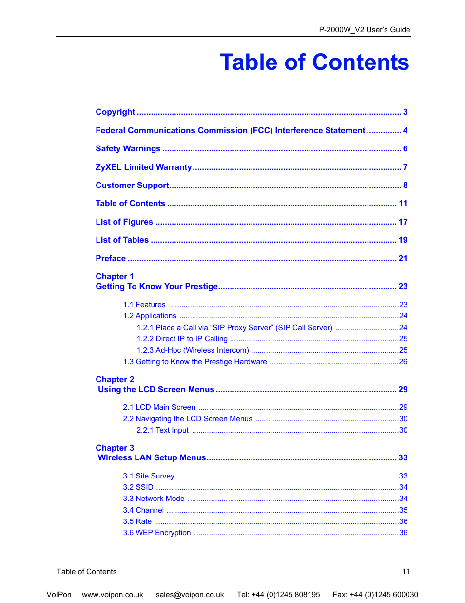 ZyXEL Communications P2000W User Manual | Page 11 / 131