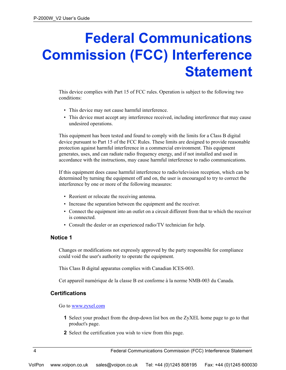 ZyXEL Communications P2000W User Manual | Page 4 / 131