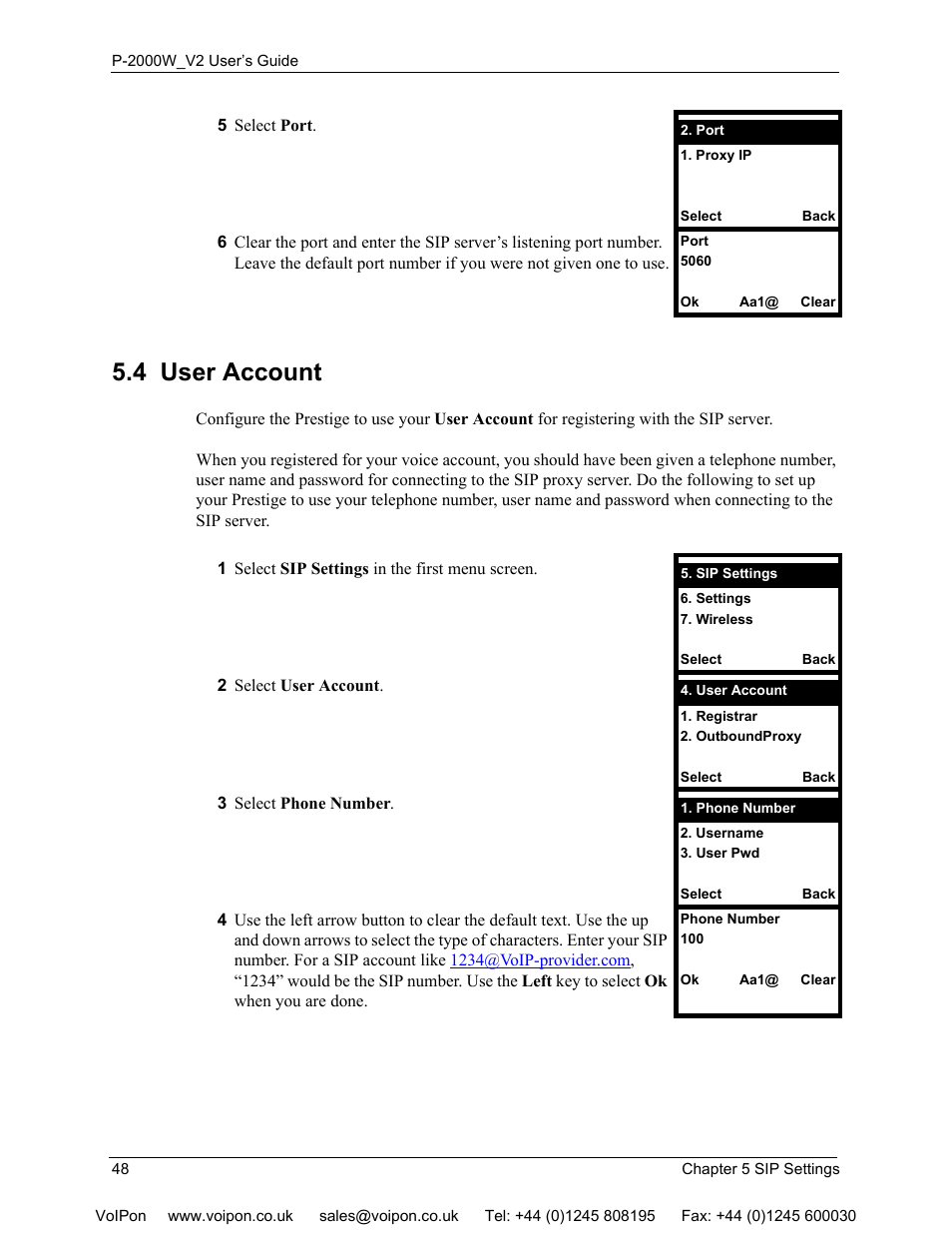 4 user account | ZyXEL Communications P2000W User Manual | Page 48 / 131