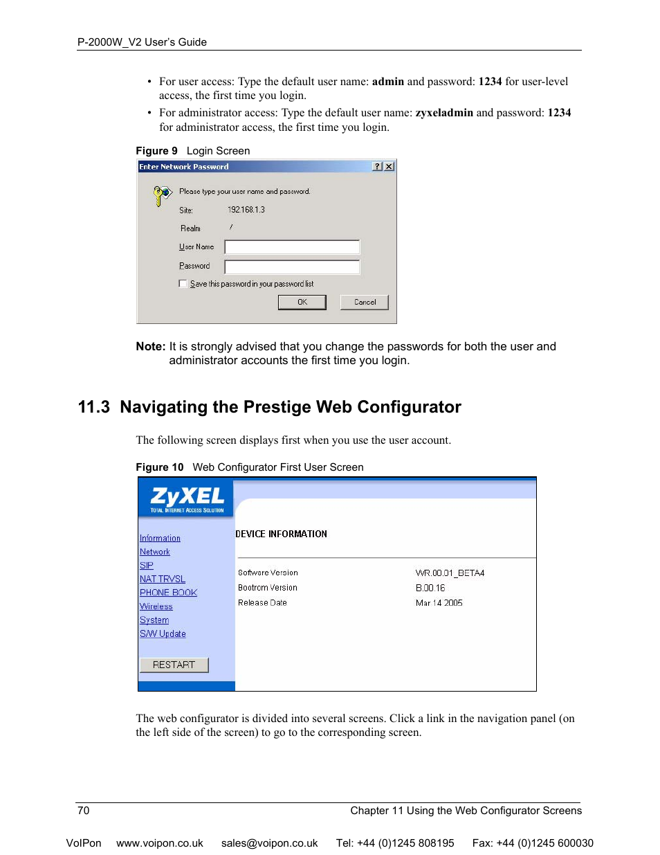 3 navigating the prestige web configurator | ZyXEL Communications P2000W User Manual | Page 70 / 131