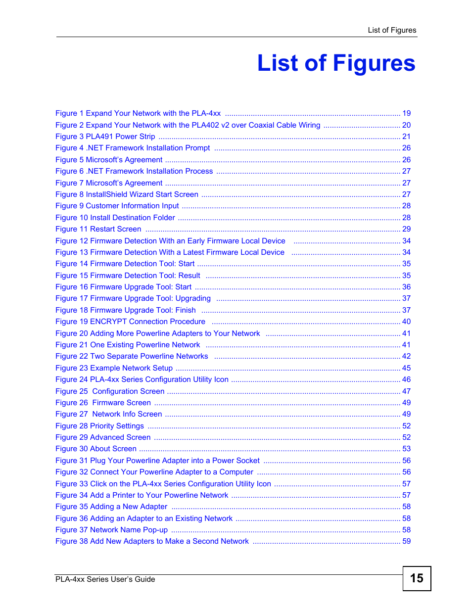 List of figures | ZyXEL Communications PLA-470 User Manual | Page 15 / 92