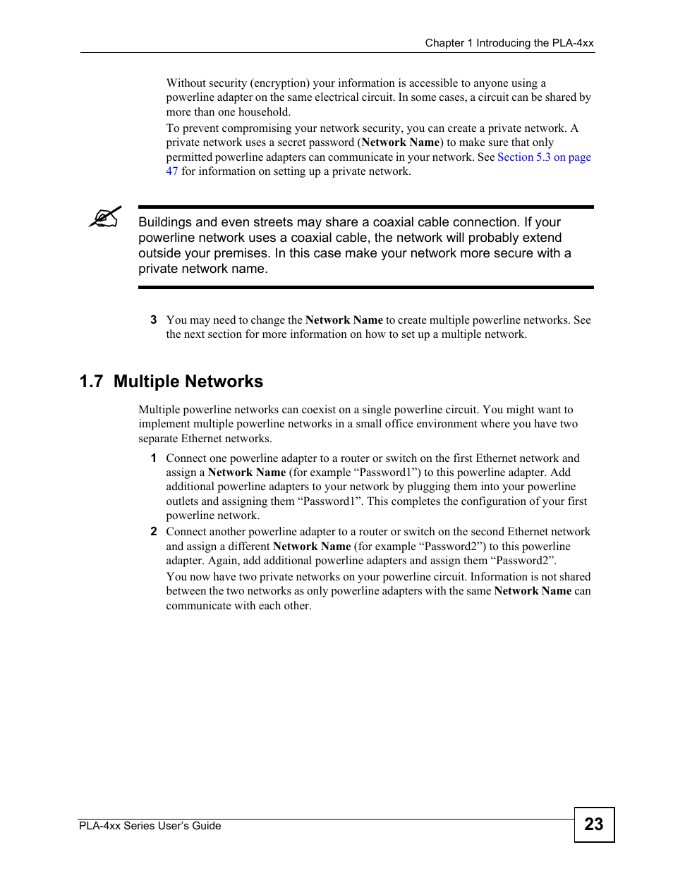 7 multiple networks | ZyXEL Communications PLA-470 User Manual | Page 23 / 92