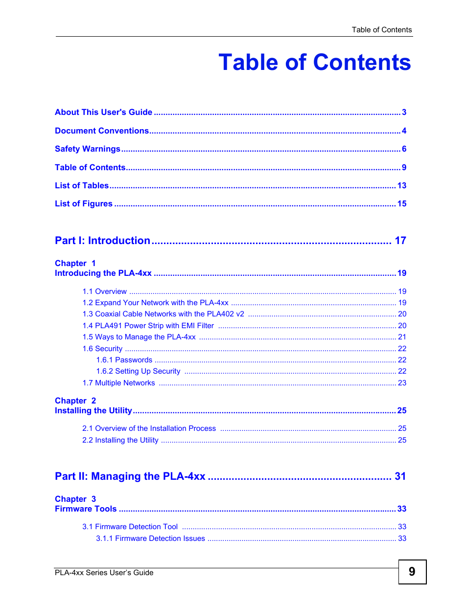 ZyXEL Communications PLA-470 User Manual | Page 9 / 92