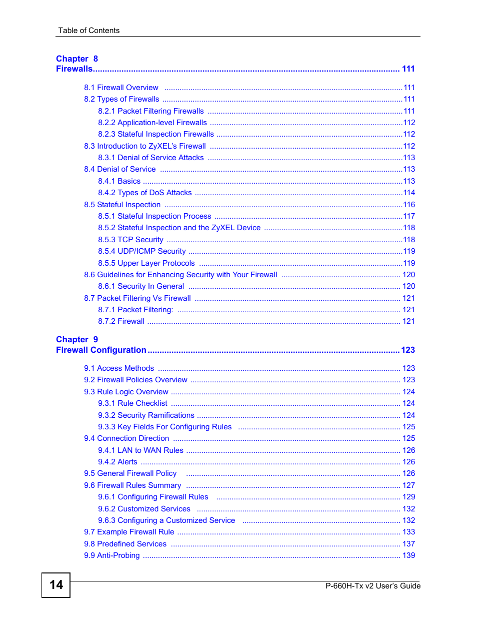 ZyXEL Communications P-660H-Tx v2 User Manual | Page 14 / 312