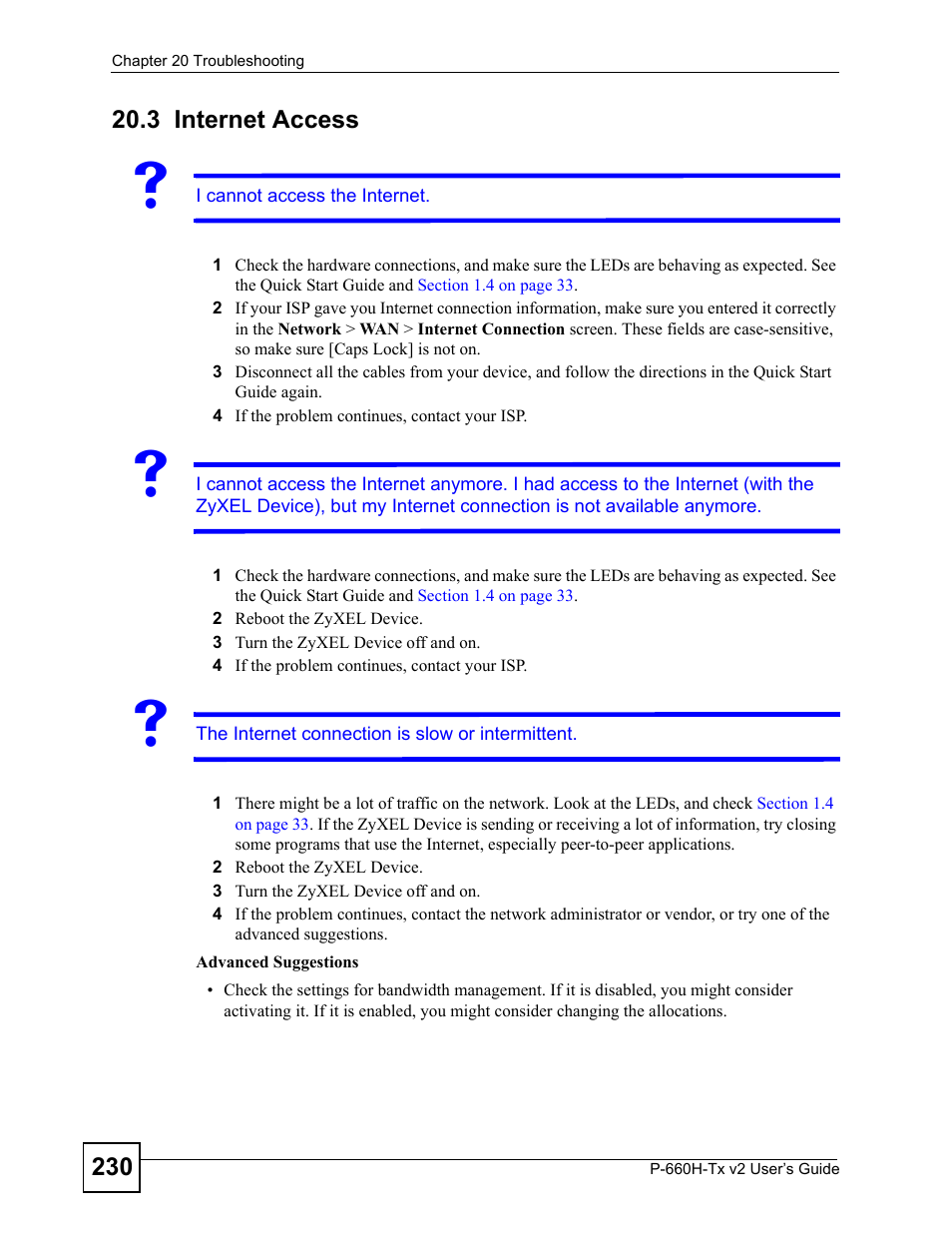 3 internet access, Internet access | ZyXEL Communications P-660H-Tx v2 User Manual | Page 230 / 312