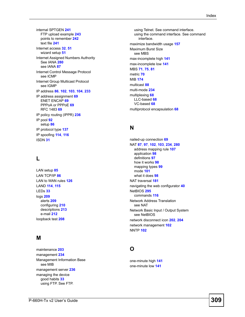 ZyXEL Communications P-660H-Tx v2 User Manual | Page 309 / 312