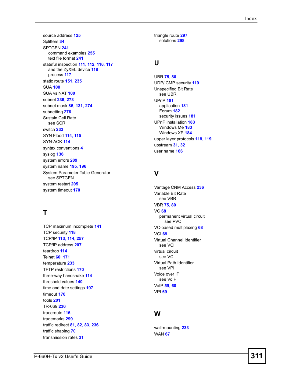 ZyXEL Communications P-660H-Tx v2 User Manual | Page 311 / 312