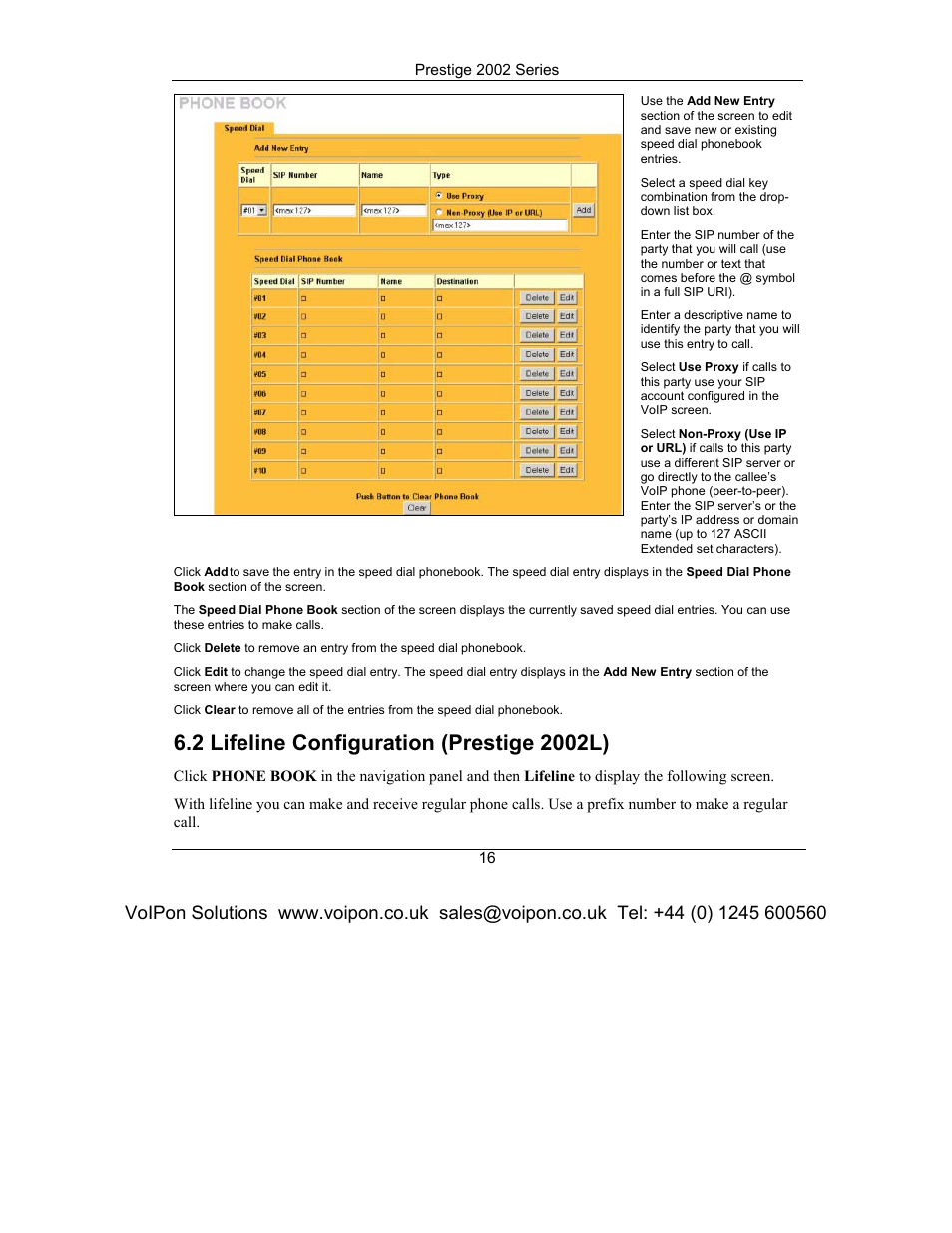 Lifeline configuration (prestige 2002l) | ZyXEL Communications Prestige 2002 Series User Manual | Page 16 / 20