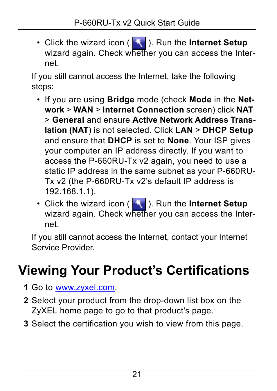 Viewing your product’s certifications | ZyXEL Communications ADSL2+ Ethernet / USB Router P-660RU-Tx v2 User Manual | Page 22 / 22