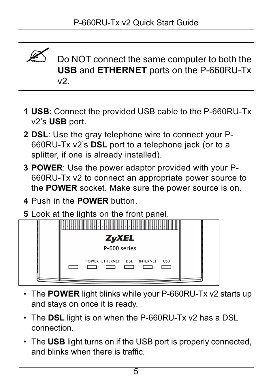 ZyXEL Communications ADSL2+ Ethernet / USB Router P-660RU-Tx v2 User Manual | Page 6 / 22