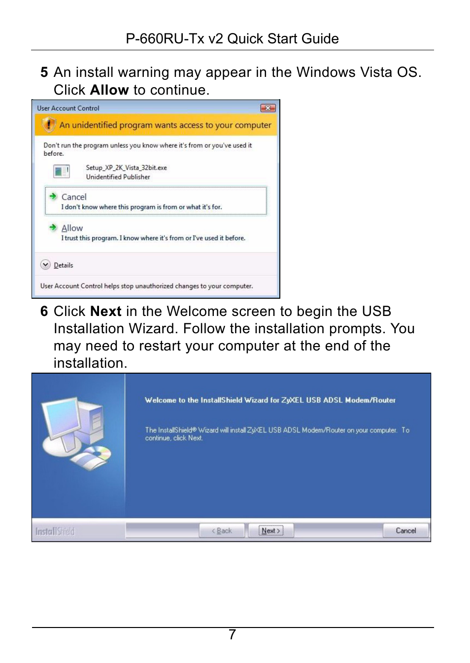 ZyXEL Communications ADSL2+ Ethernet / USB Router P-660RU-Tx v2 User Manual | Page 8 / 22