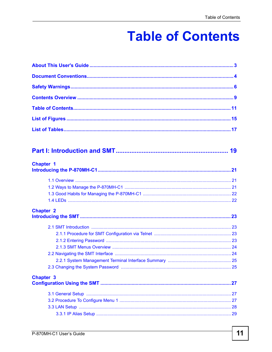 ZyXEL Communications P-870MH-C1 User Manual | Page 11 / 74