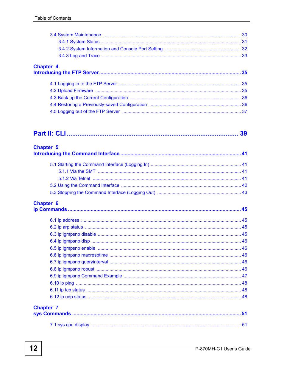 Part ii: cli | ZyXEL Communications P-870MH-C1 User Manual | Page 12 / 74